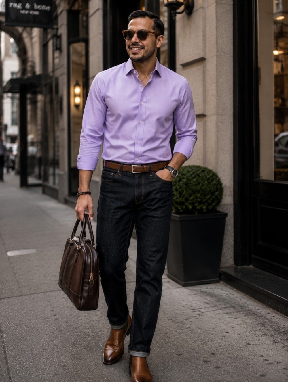 Men's Lavender Dress Shirt by Hugo Boss - Tailored Spread Collar